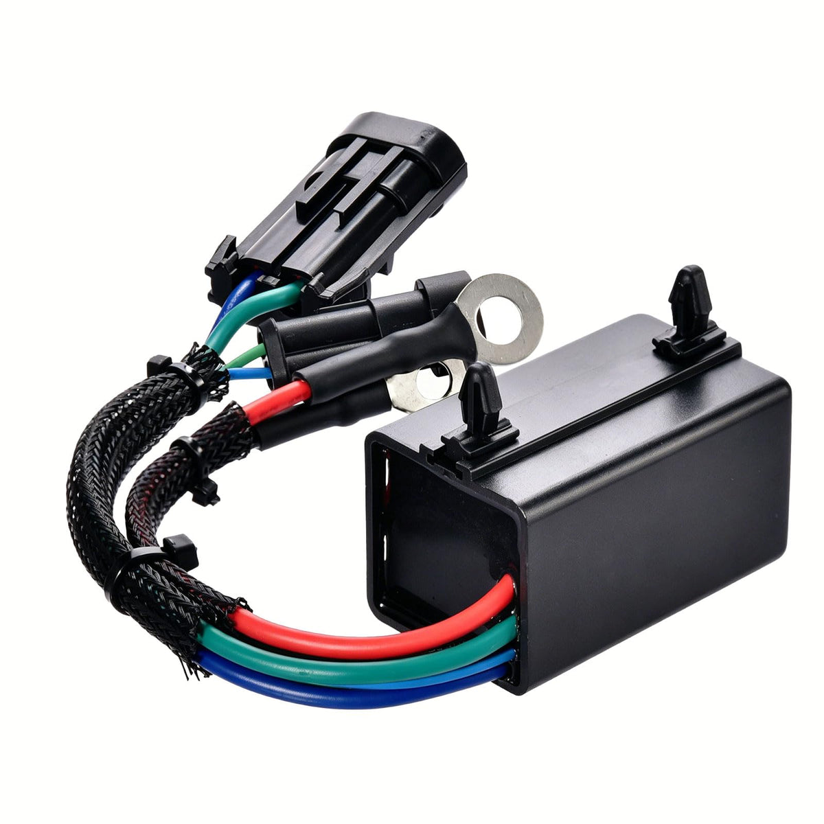 KUNOANZ relay mounted on outboard demonstrating plug-and-play installation