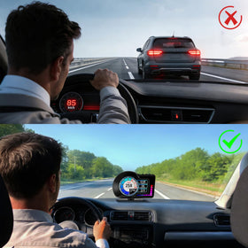 KUOWEIHUD mounted on dash showing improved driver visibility and layout
