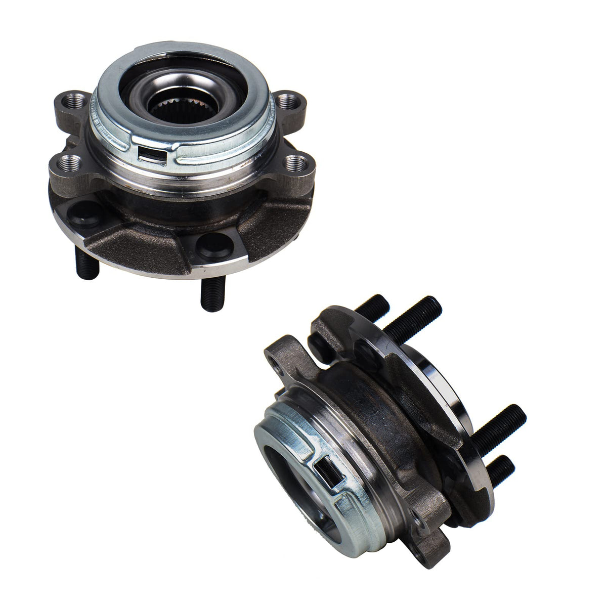 KUSATEC front packaging assembly showing two hub units and benefits of ready-to-install replacement