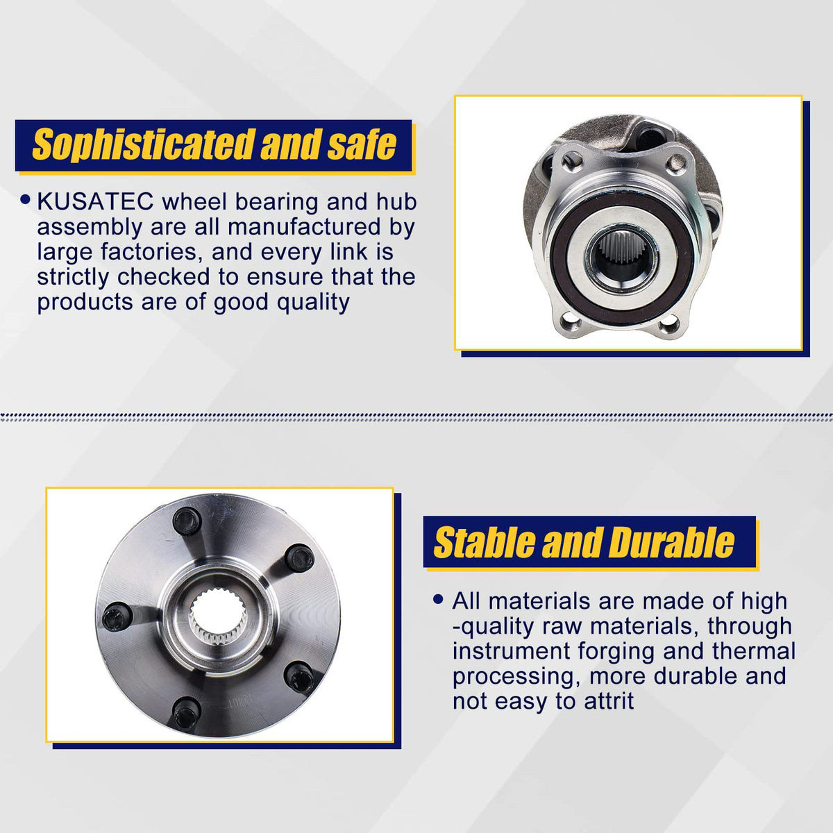 KUSATEC hub beside a wheel to show scale and confirm 5-lug compatibility