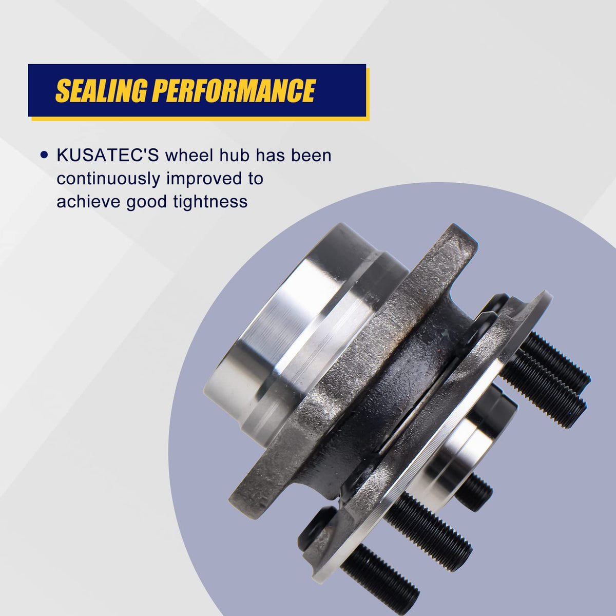 KUSATEC lug holes and spline view showing 5-lug pattern and 26 splines for proper drive engagement