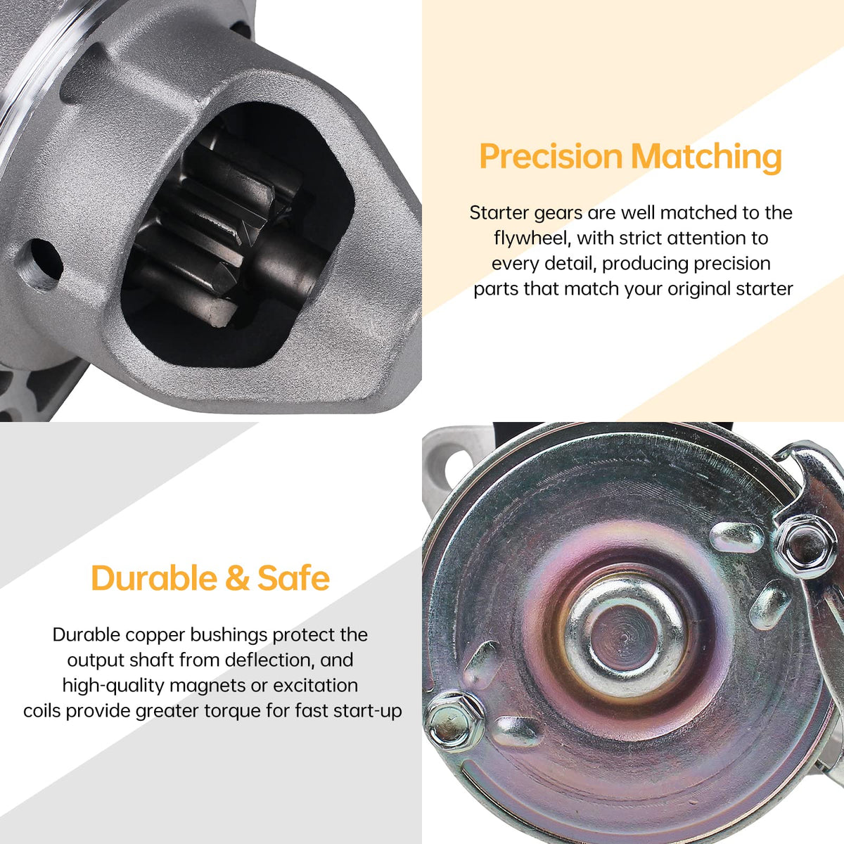 KUSATEC starter pinion gear closeup showing 9-tooth for smooth engagement