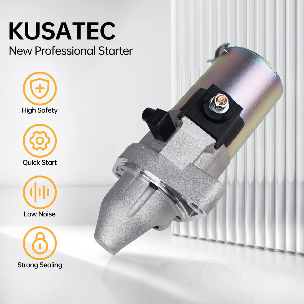 KUSATEC starter side profile highlighting compact construction for easy install