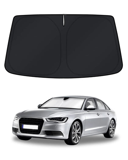 KUST front view of shade packaging showing fit for Audi A6 and easy use