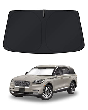 KUST front view of sun shade packaging showing custom Aviator fit benefits