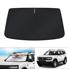 KUST windshield sun shade front view showing full-fit protection benefits