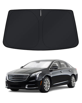 KUST front installed on Cadillac XTS windshield showing full coverage and sun protection