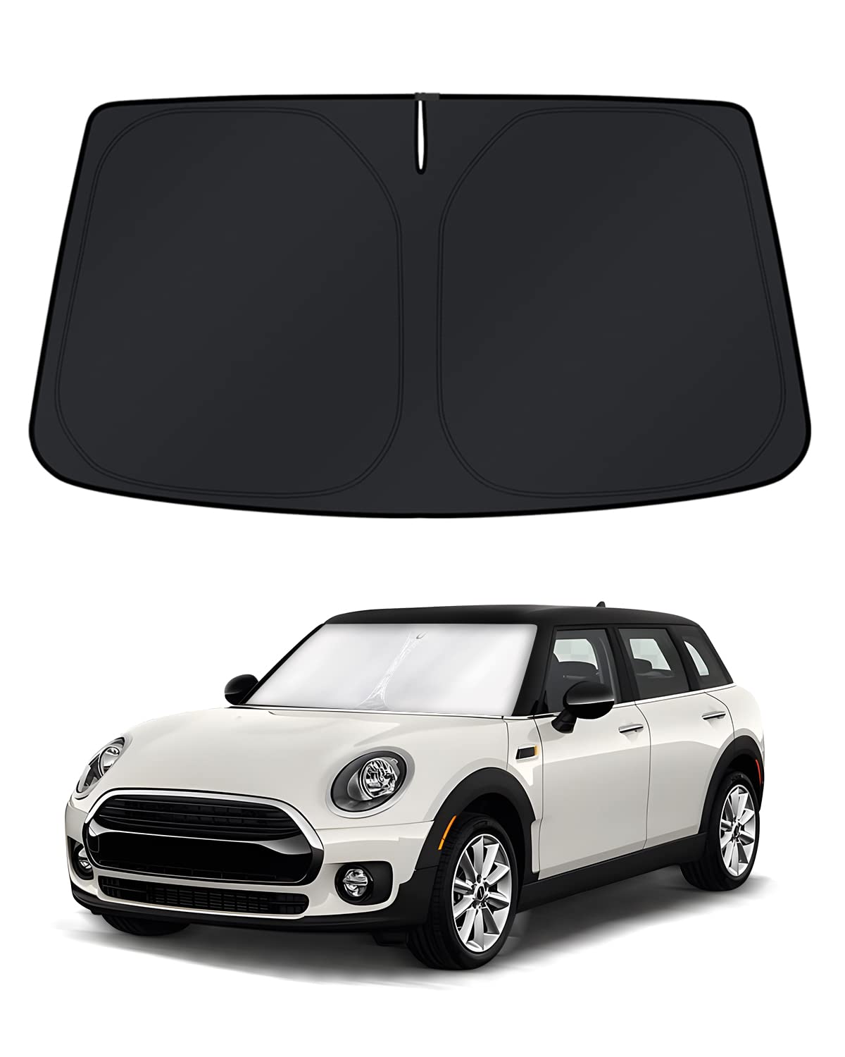 KUST windshield shade installed in Countryman blocking sun and heat