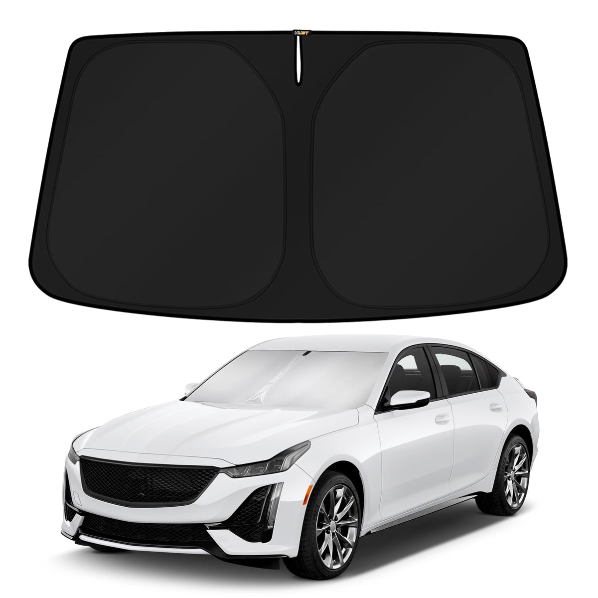 KUST front view of fitted windshield shade showing full coverage benefit