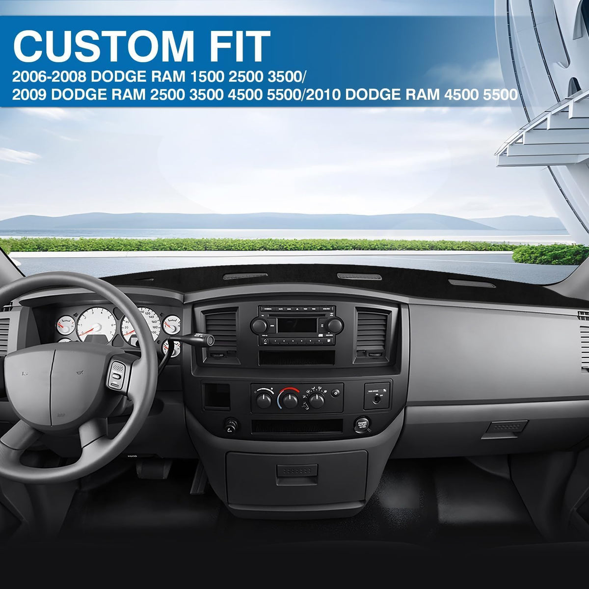 KUST installed dash cover driver perspective reducing windshield glare benefit