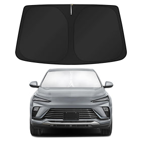 KUST sun shade front view showing full windshield coverage and neat fit