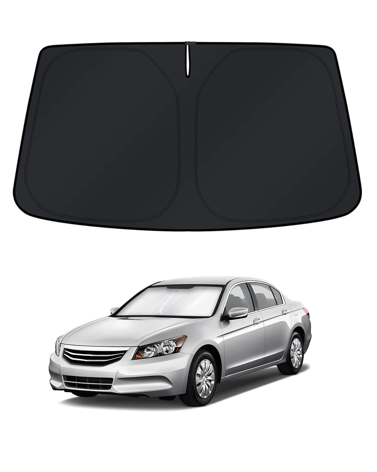 KUST front view of sun shade packaging showing custom Accord fit and easy use