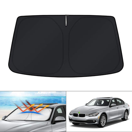 KUST front packaging showing custom-fit shade for BMW 3 Series, quick identification benefit