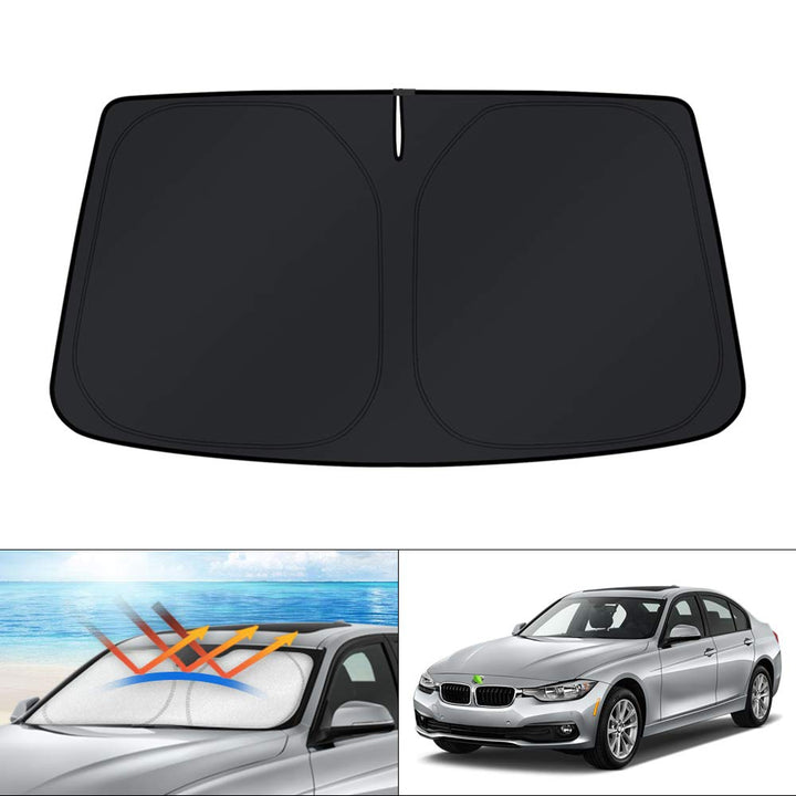 KUST front packaging showing custom-fit shade for BMW 3 Series, quick identification benefit