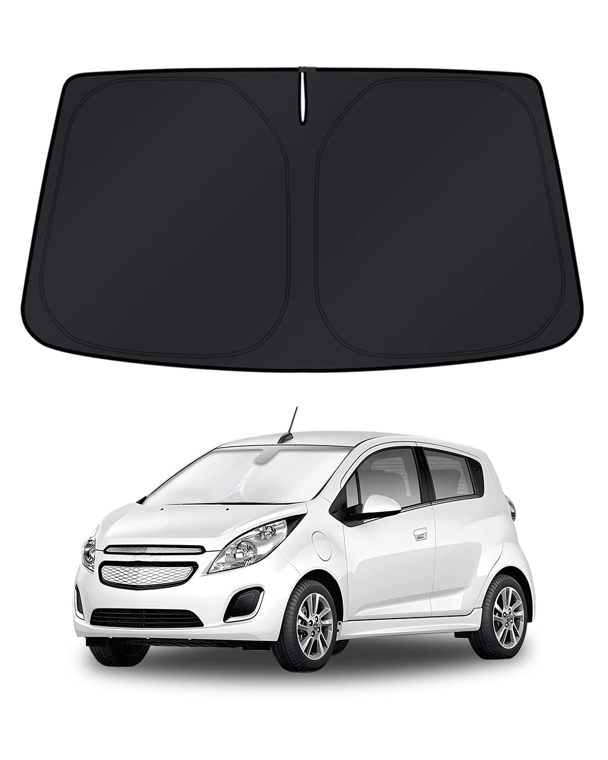 KUST front view showing custom-fit for Chevy Spark and full windshield coverage