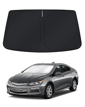 KUST front view of fitted shade on Volt windshield reducing glare