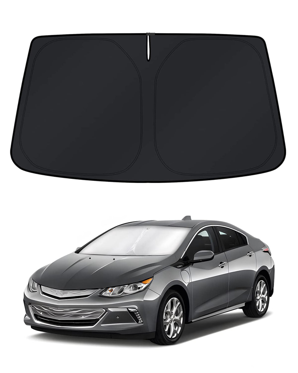 KUST front view of fitted shade on Volt windshield reducing glare