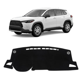KUST front packaging showing fitted Corolla Cross dash cover and included tape benefit