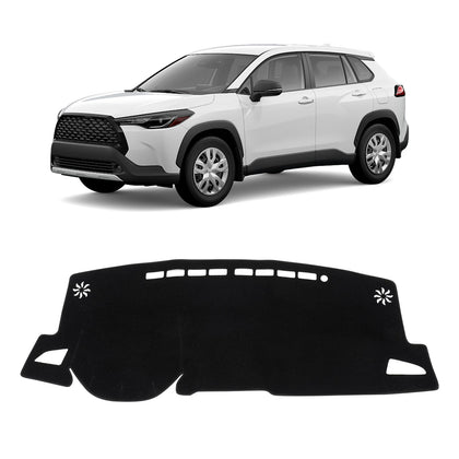 KUST front packaging showing fitted Corolla Cross dash cover and included tape benefit
