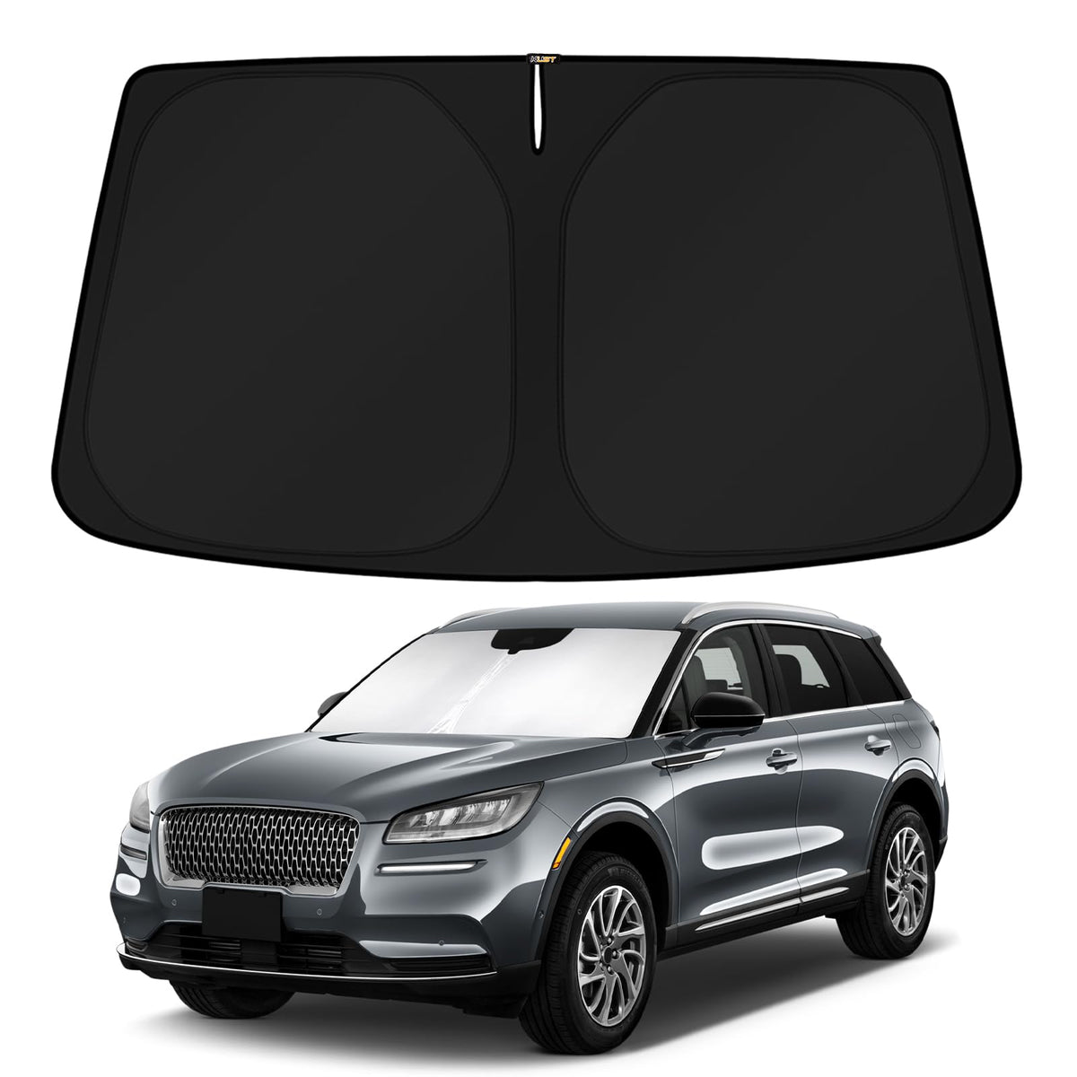 KUST sun shade front packaging showing model fit and benefits