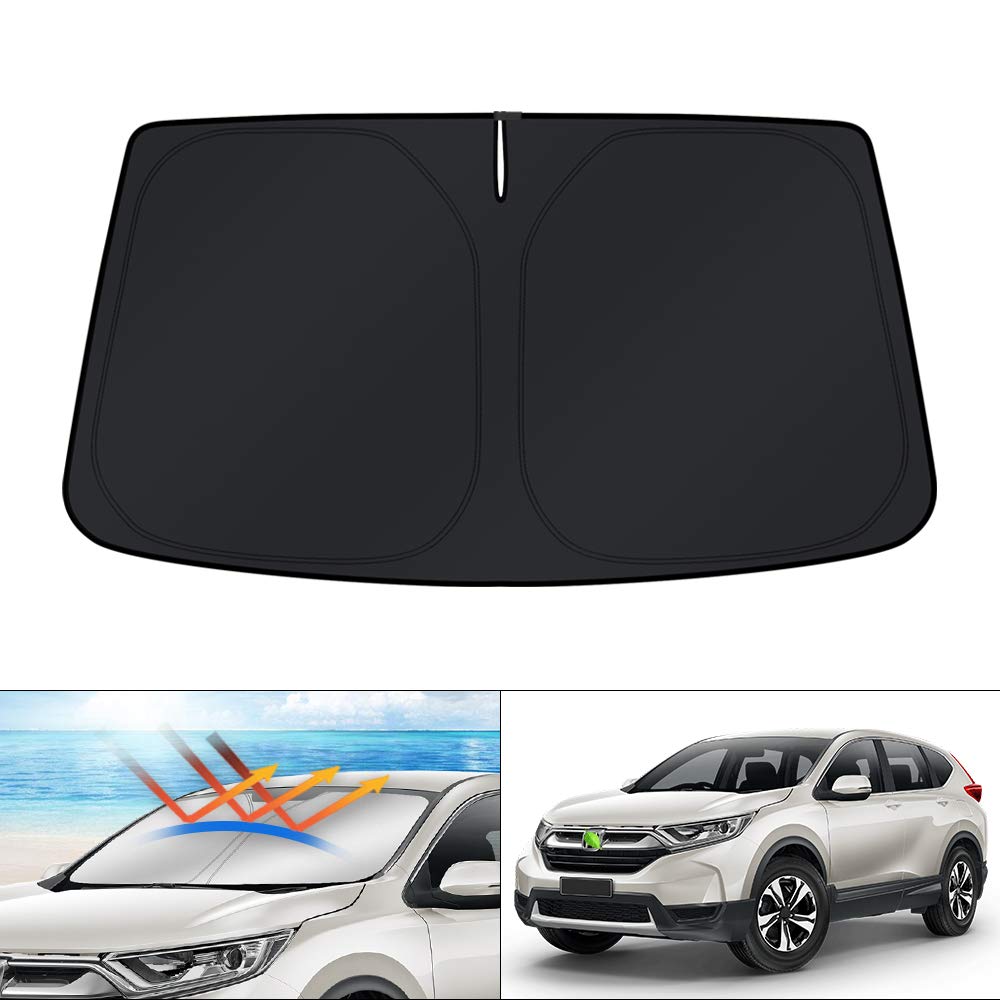 KUST front view of sunshade showing brand and perfect windshield fit
