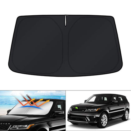 KUST front view of fitted sun shade showing precise Land Rover fit and cooler interior