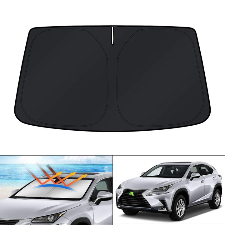 KUST front packaging for Lexus NX sun shade, shows fit and protection