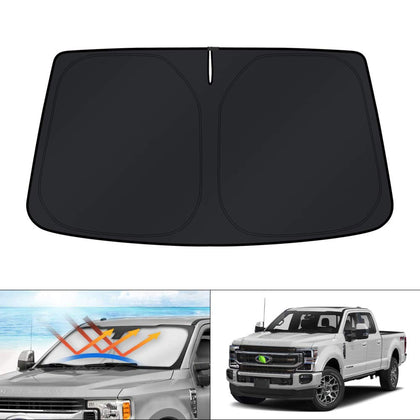 KUST front packaging on Super Duty windshield showing model-specific fit and protection