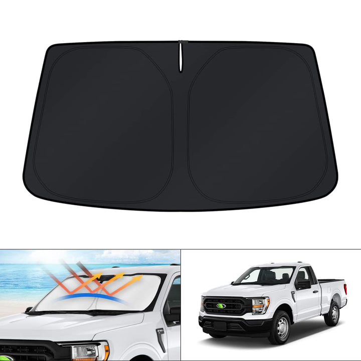 KUST front view of sun shade showing full windshield coverage and perfect fit