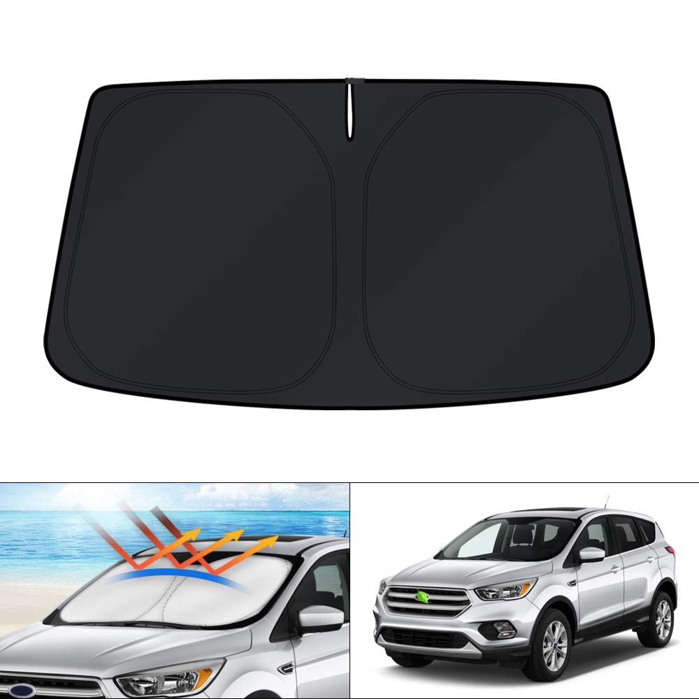 KUST front view of sun shade showing full windshield fit and instant cooling benefit
