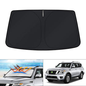 KUST front view on Nissan Armada showing full windshield coverage and sun protection