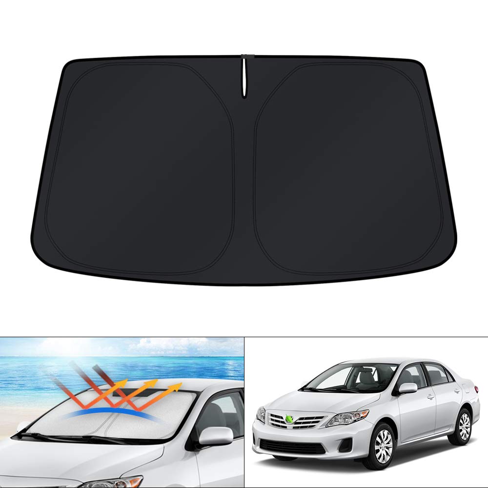 KUST front view installed on Corolla showing full windshield coverage and sun protection