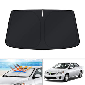 KUST front view installed on Corolla showing full windshield coverage and sun protection