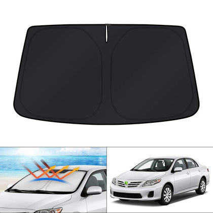 KUST front view installed on Corolla showing full windshield coverage and sun protection