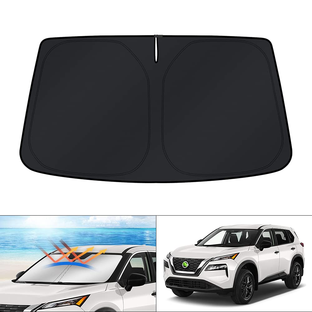 KUST front view installed on Nissan Rogue showing full windshield coverage and cooling benefit