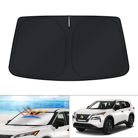 KUST front view installed on Nissan Rogue showing full windshield coverage and cooling benefit