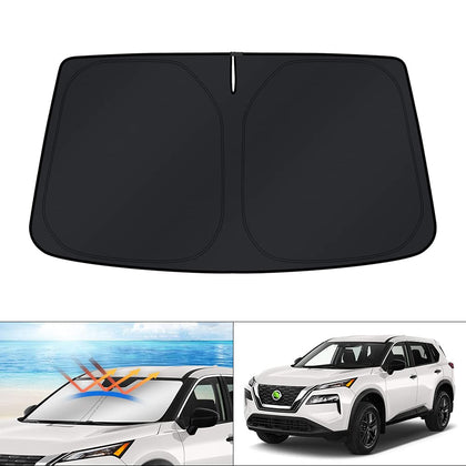 KUST front view installed on Nissan Rogue showing full windshield coverage and cooling benefit