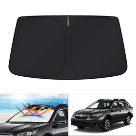 KUST sun shade front installed on Subaru Outback protects interior from heat