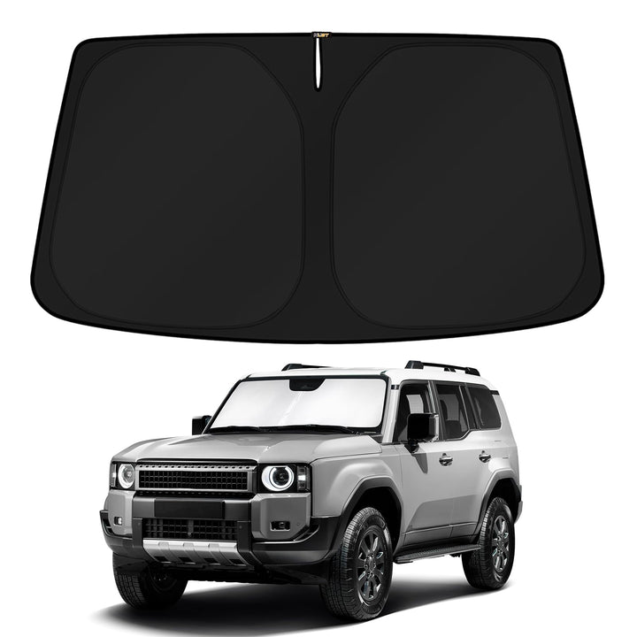 KUST front view of packaged windshield shade showing full coverage benefit
