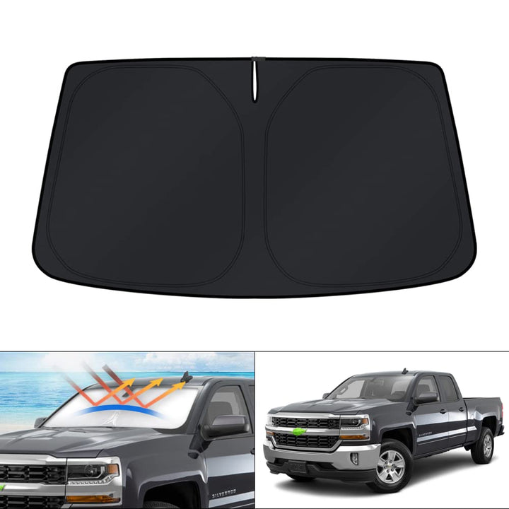 KUST front view showing silver outward side and perfect windshield coverage benefit