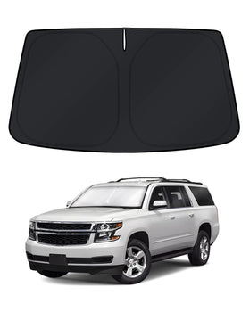 KUST front view sunshade showing edge-to-edge custom fit and instant cooling benefit