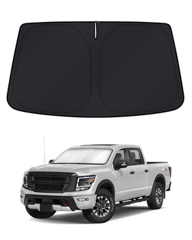 KUST front view windshield cover showing full-fit protection for Nissan Titan