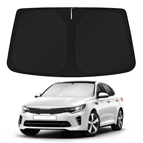 KUST front view installed on KIA K5 blocking sun and lowering cabin heat