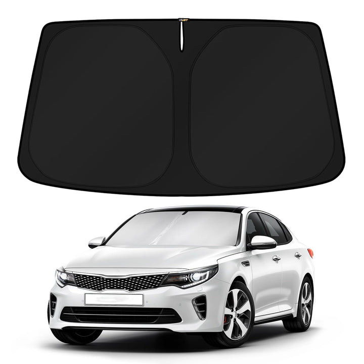 KUST front view installed on KIA K5 blocking sun and lowering cabin heat