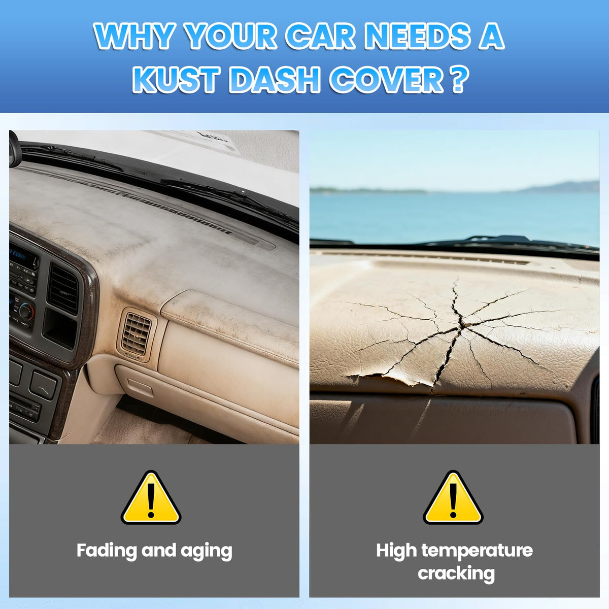 KUST mat reducing windshield glare for safer daytime visibility
