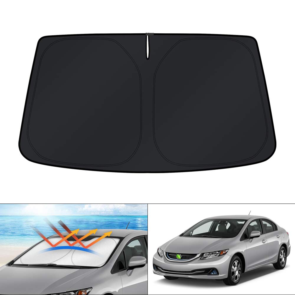 KUST windshield shade installed in Honda Civic blocking sun and reducing heat