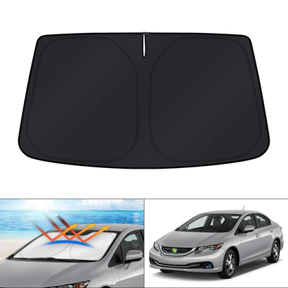 KUST windshield shade installed in Honda Civic blocking sun and reducing heat