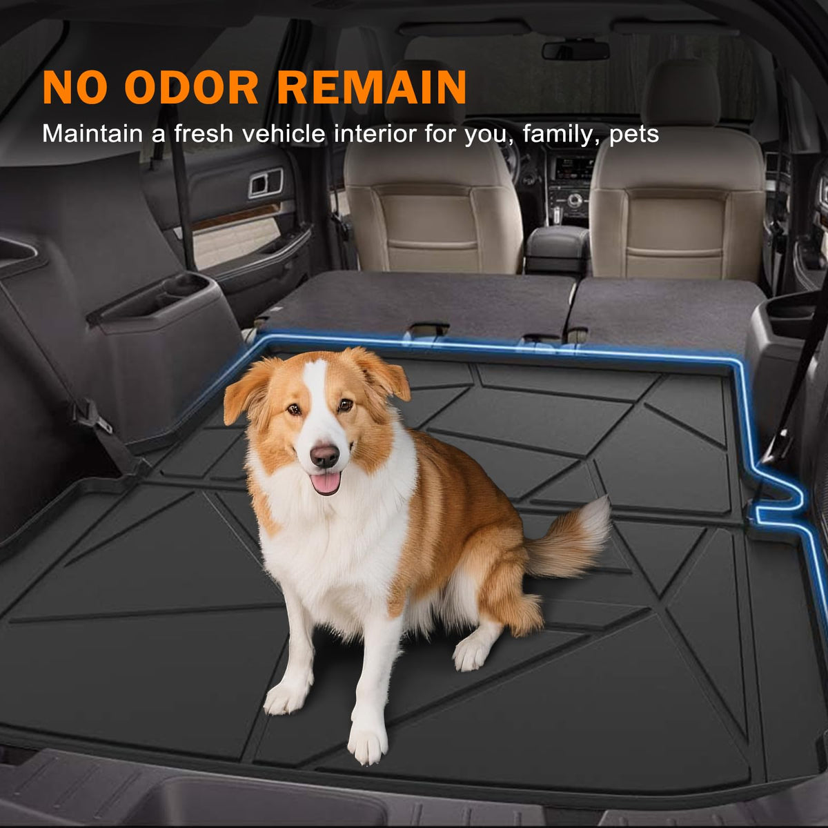 KUST trunk mat with groceries and luggage demonstrating spill protection