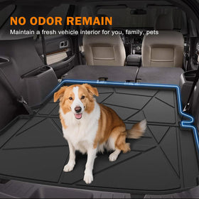 KUST trunk mat with groceries and luggage demonstrating spill protection