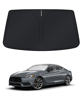 KUST sun shade installed in Infiniti Q60 Coupe, reduces cabin heat